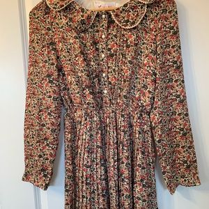 IKUMI Bright Floral Dress Pleated Skirt Dress